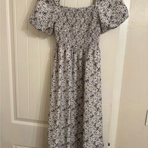 Floral Puff Sleeve Midi Dress